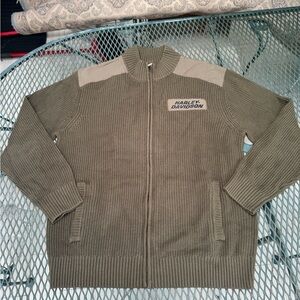 Harley-Davidson L/S Gray/Olive  96192-24vm/002l Sweater. Willie G Skull Size XL